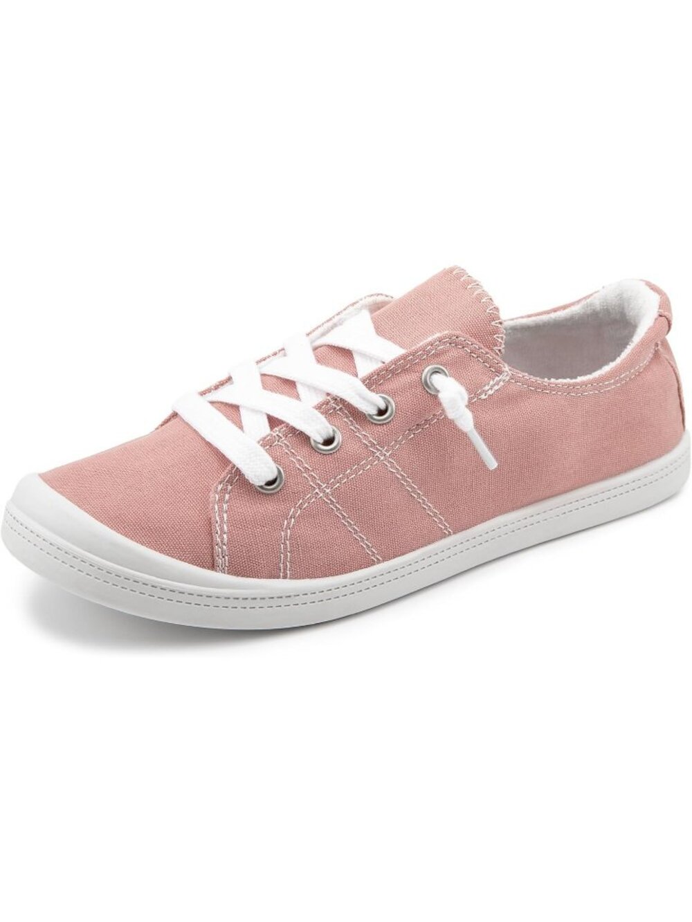 Women's Pink Canvas Low Top Casual Classic Non Slip Rubber Outsole Flat Sneakers